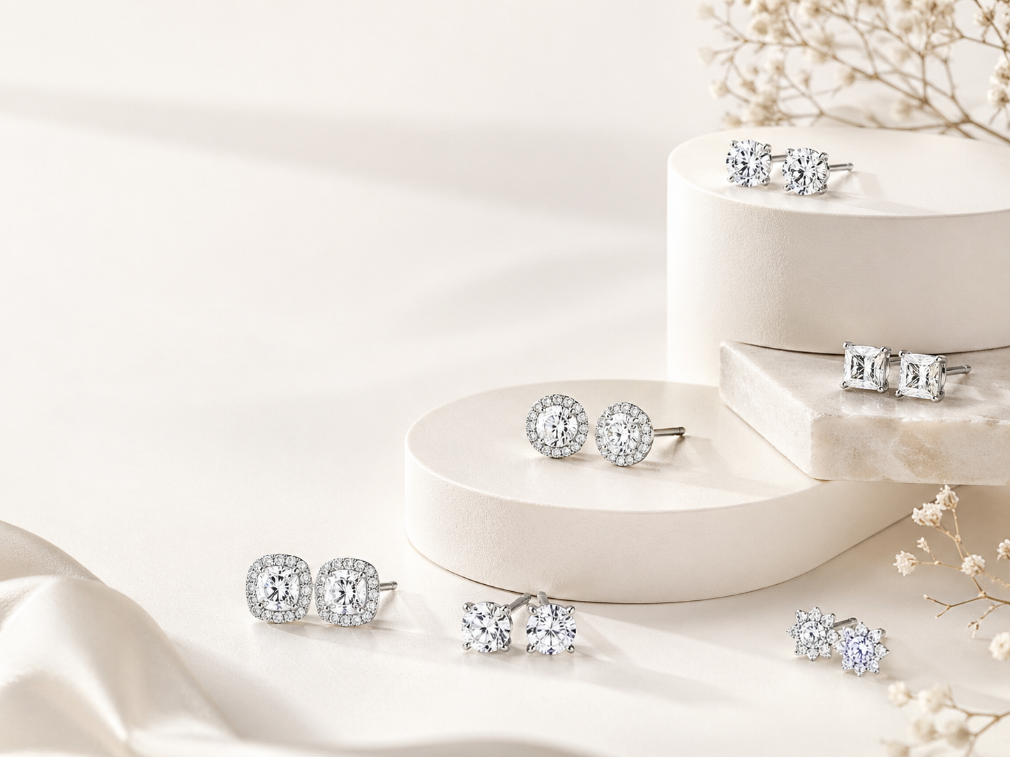 Celand Moissanite Stud Earrings Collection | S925 Sterling Silver