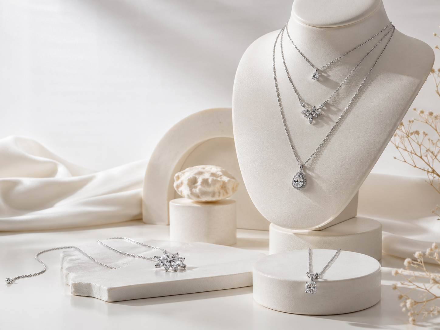 Celand Eternal Solitaire Moissanite Necklace Collection