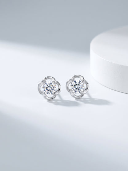 Celand 0.5ct Clover Moissanite Stud Earrings