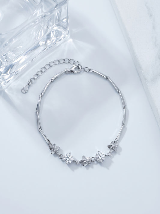 Celand 1CTW Floral Moissanite Bracelet, S925 Silver