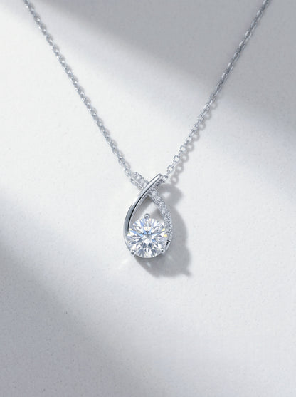Celand 1ct Teardrop Moissanite Pendant Necklace