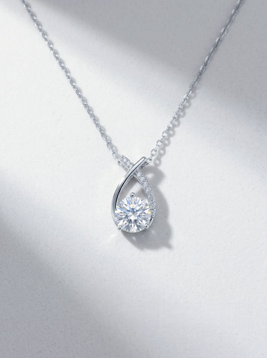 Celand 1ct Teardrop Moissanite Pendant Necklace