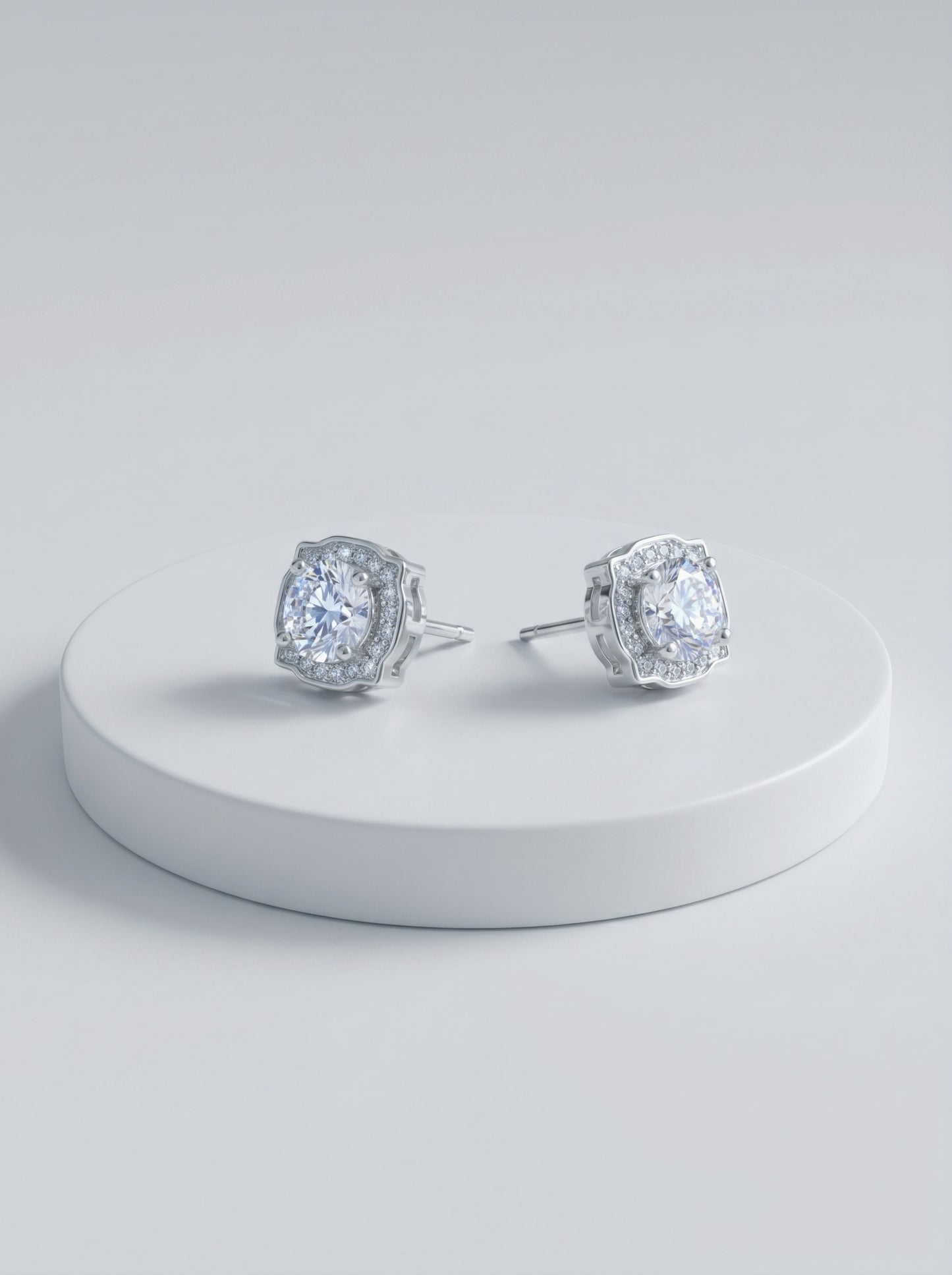 Celand 1ct Square Halo Moissanite Stud Earrings