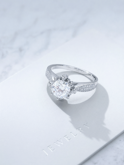 Celand 1ct Floral Moissanite Pavé Ring