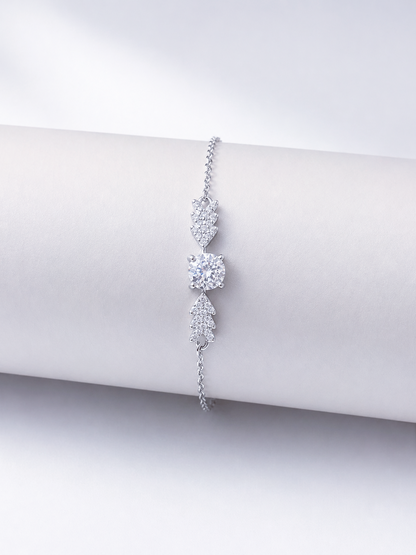 Celand 1CT Moissanite Angel Wing Bracelet, S925 Silver