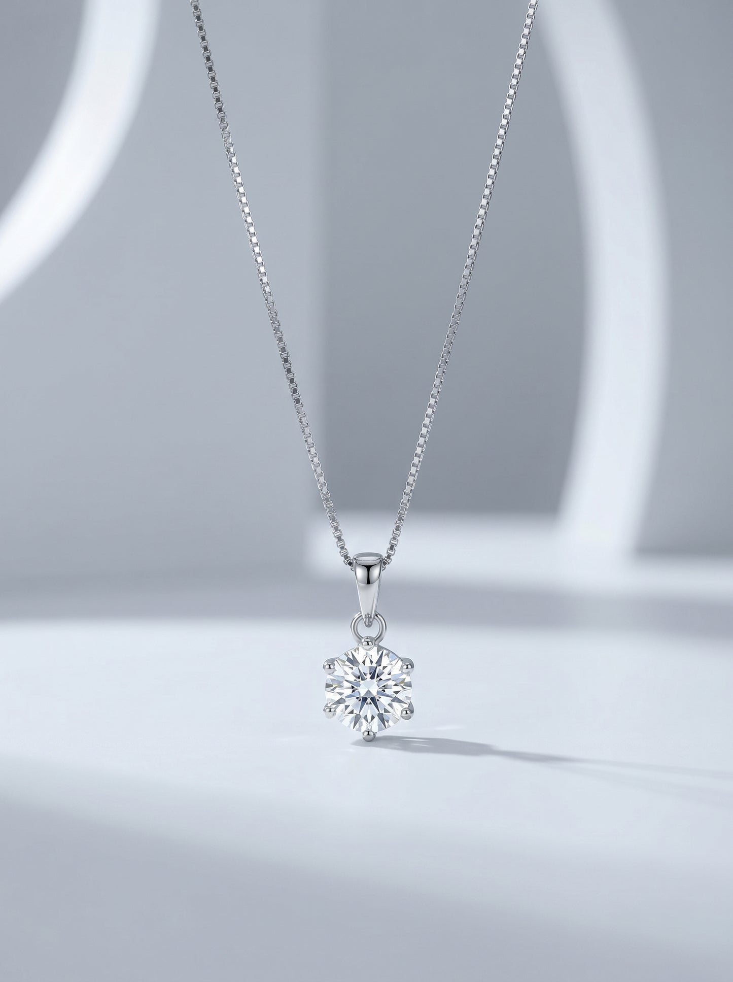 Celand 1ct Round Moissanite Solitaire Necklace