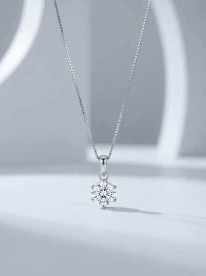 Celand 1ct Round Moissanite Solitaire Necklace