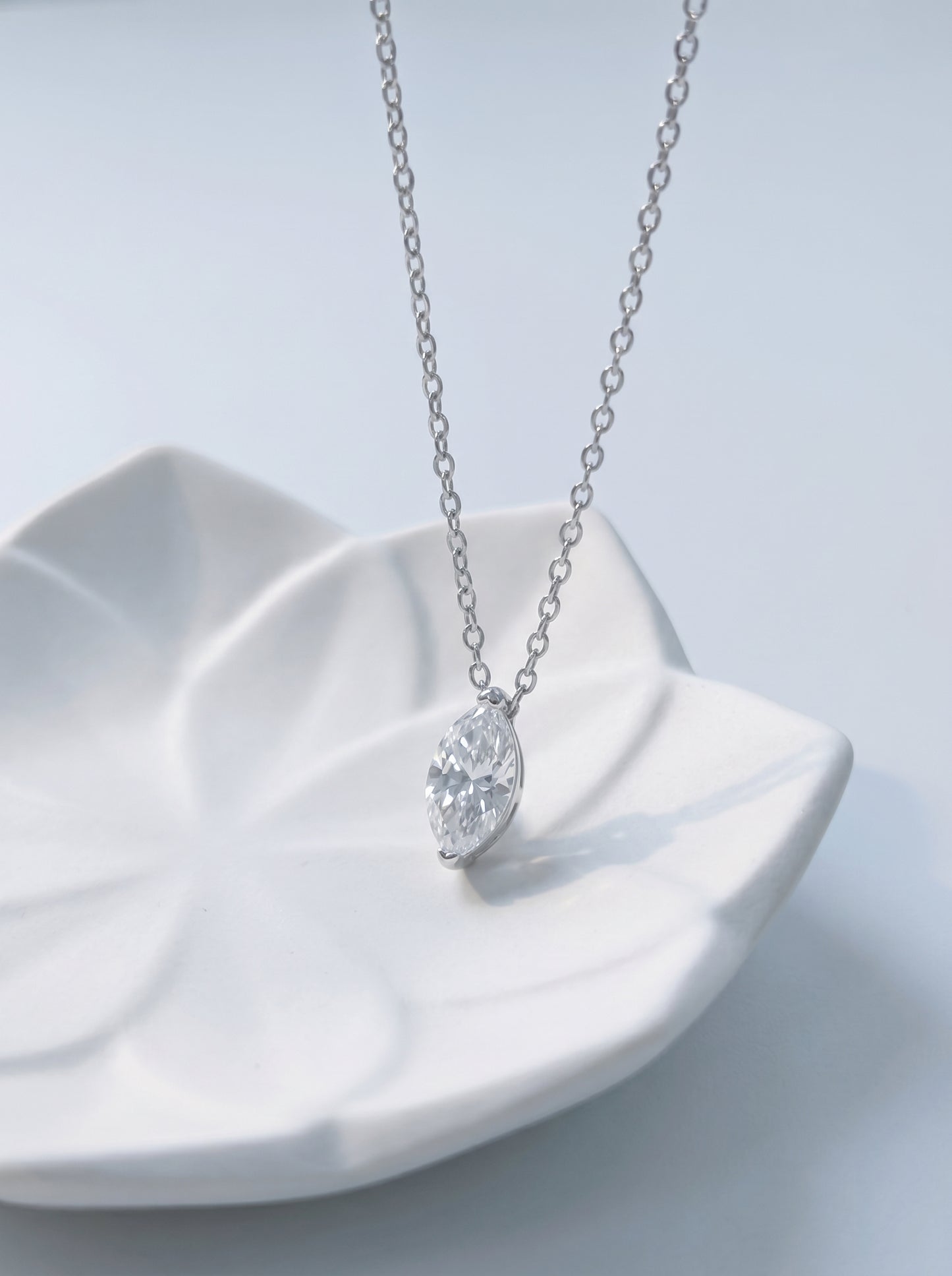 Celand 1ct Marquise Moissanite Necklace