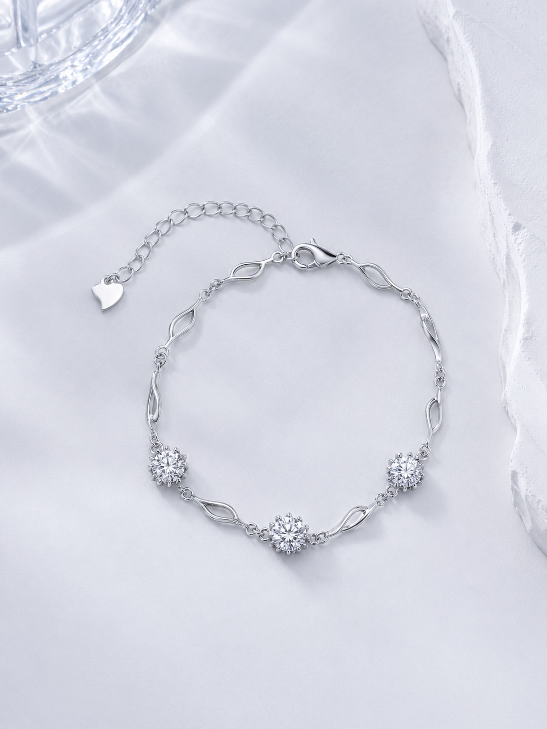 Celand S925 Silver 3x0.5CT Moissanite Bracelet