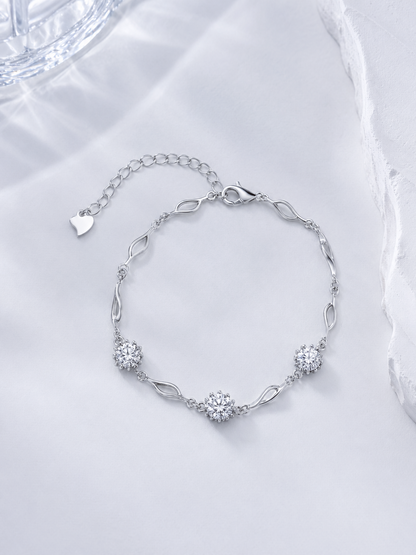 Celand S925 Silver 3x0.5CT Moissanite Bracelet