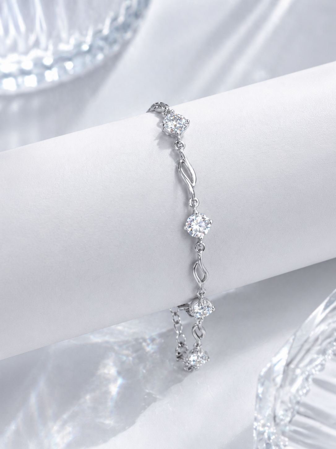 Celand S925 Silver 7x0.5CT Moissanite Bracelet