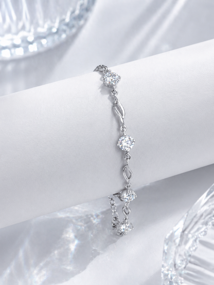 Celand S925 Silver 7x0.5CT Moissanite Bracelet