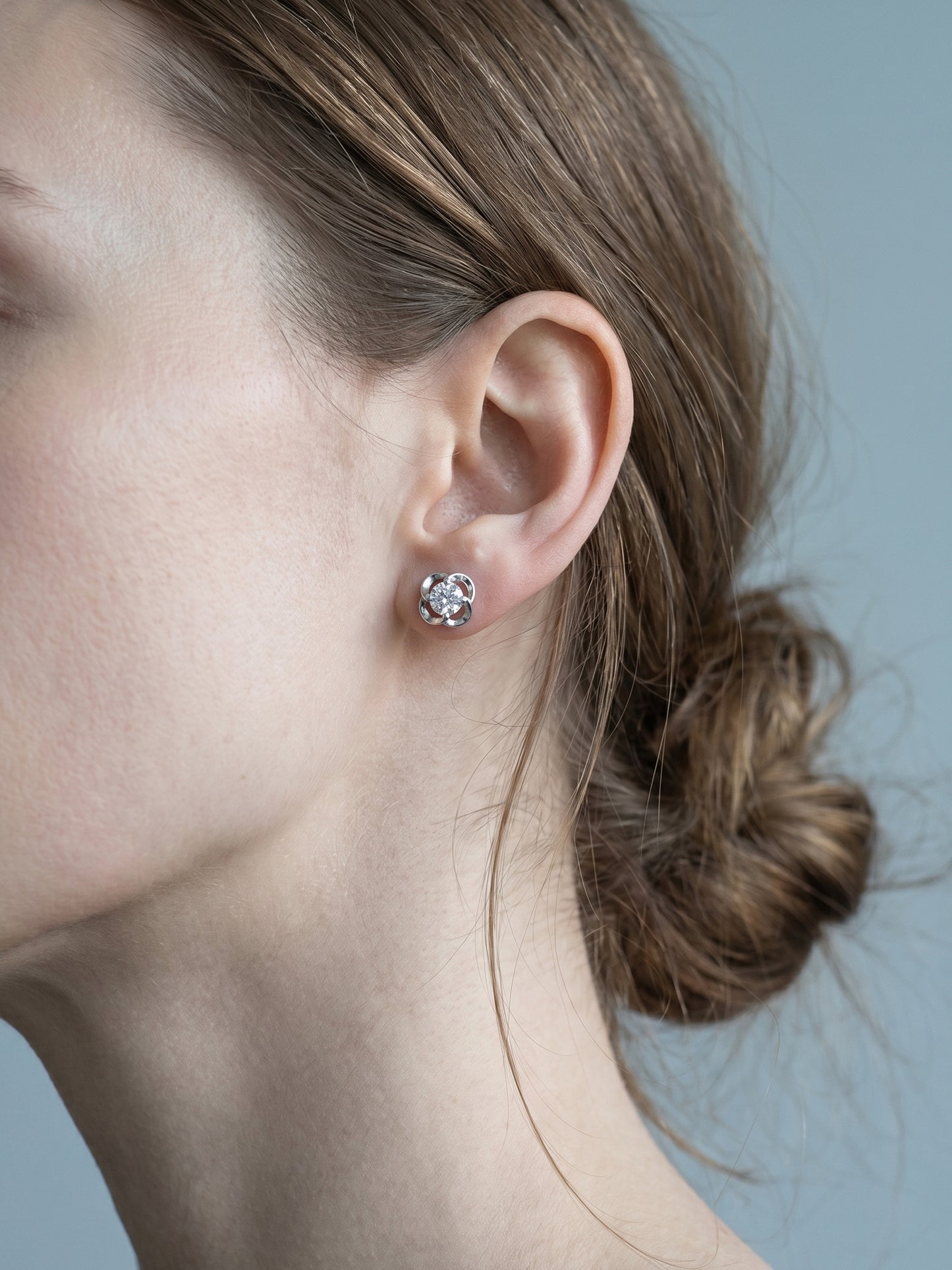 Celand 0.5ct Clover Moissanite Stud Earrings