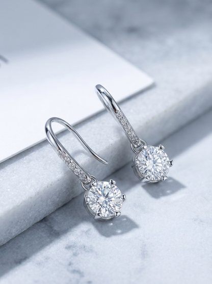 Celand 0.5ct Moissanite Huggie Drop Earrings