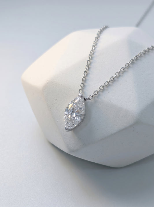 Celand 1ct Marquise Moissanite Necklace
