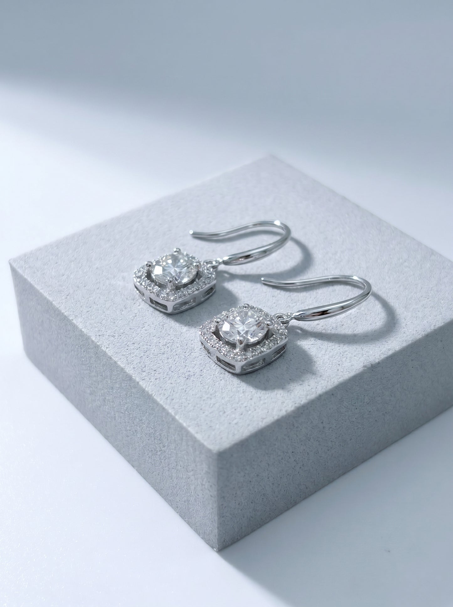 Celand 1ct Moissanite Halo Drop Earrings