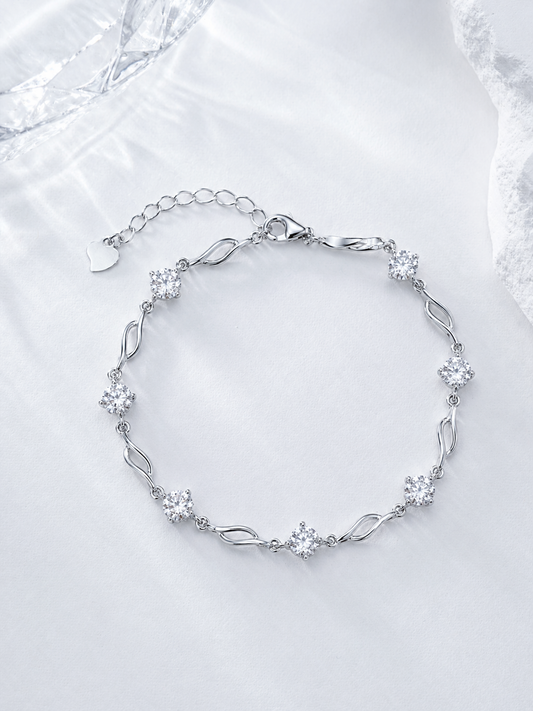 Celand S925 Silver 7x0.5CT Moissanite Bracelet