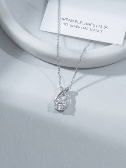 Celand 1ct Teardrop Moissanite Pendant Necklace