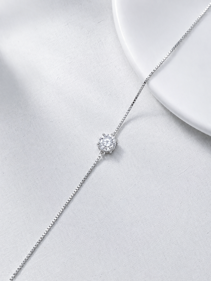 Celand 1CT Solitaire Moissanite Bracelet, S925 Silver