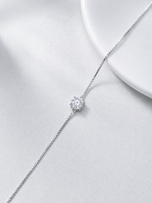 Celand 1CT Solitaire Moissanite Bracelet, S925 Silver