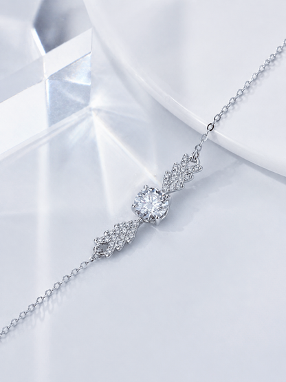 Celand 1CT Moissanite Angel Wing Bracelet, S925 Silver