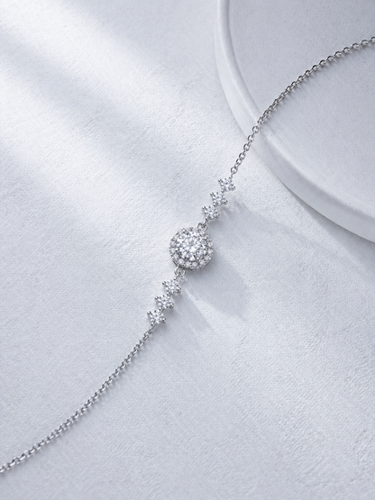 Celand 1CT Halo Moissanite Bracelet, S925 Silver