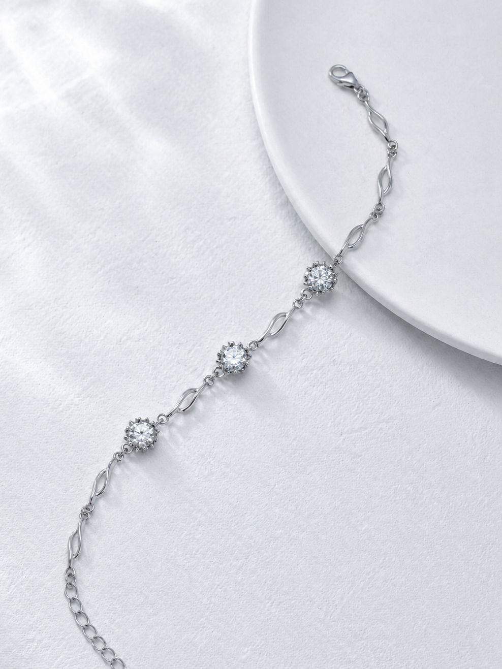 Celand S925 Silver 3x0.5CT Moissanite Bracelet
