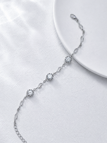 Celand S925 Silver 3x0.5CT Moissanite Bracelet