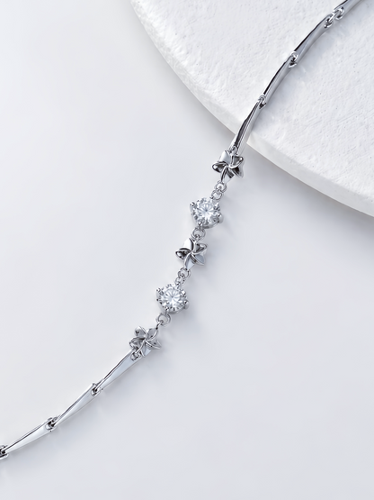 Celand 1CTW Floral Moissanite Bracelet, S925 Silver