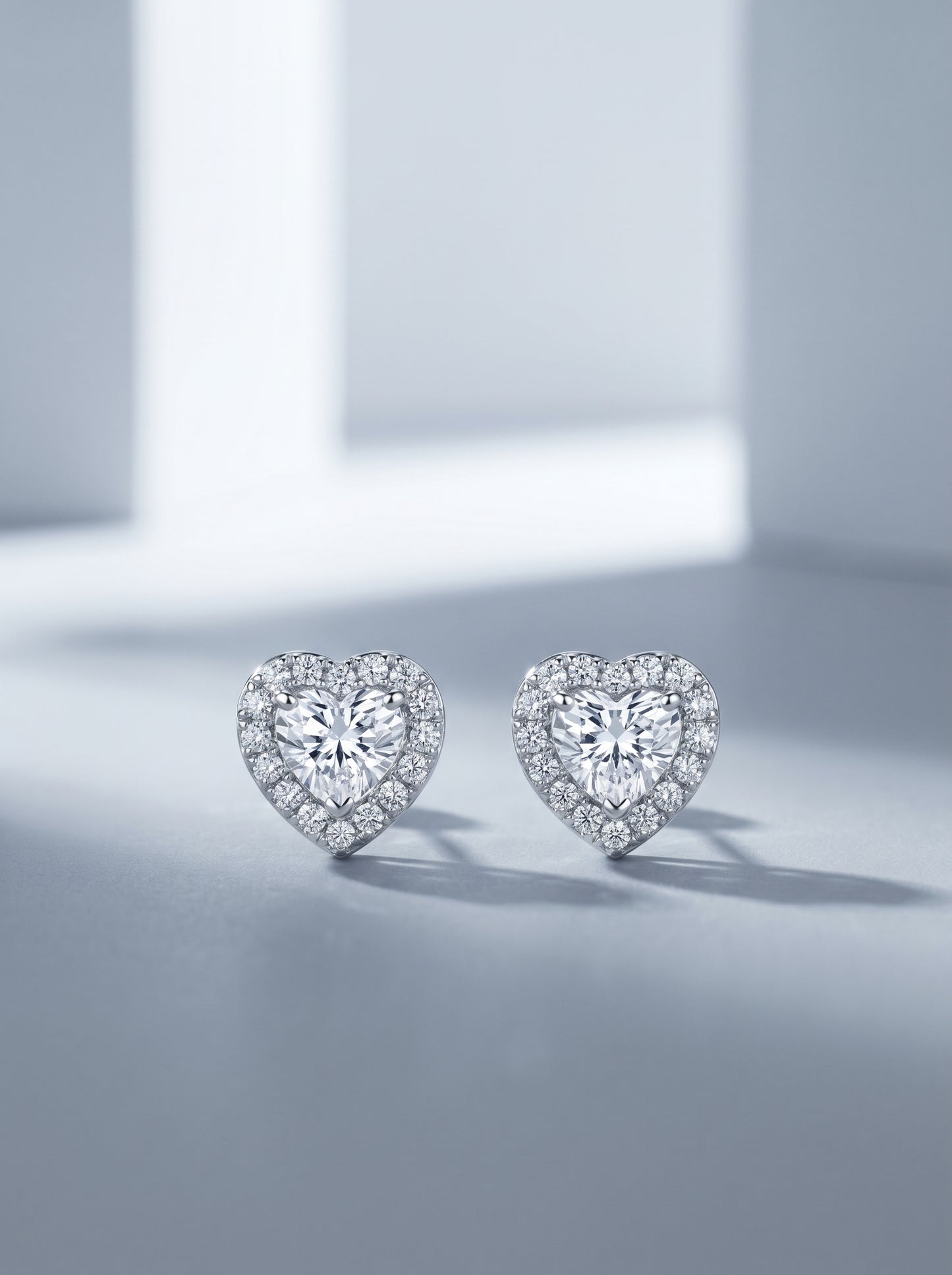 Celand 1ct Heart Halo Moissanite Stud Earrings