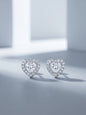 Celand 1ct Heart Halo Moissanite Stud Earrings