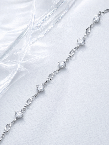 Celand S925 Silver 7x0.5CT Moissanite Bracelet