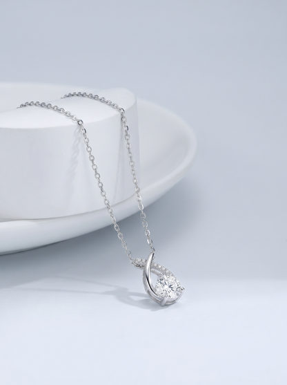 Celand 1ct Teardrop Moissanite Pendant Necklace