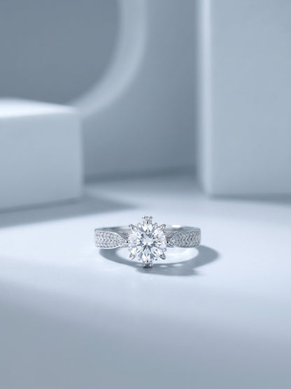 Celand 1ct Floral Moissanite Pavé Ring
