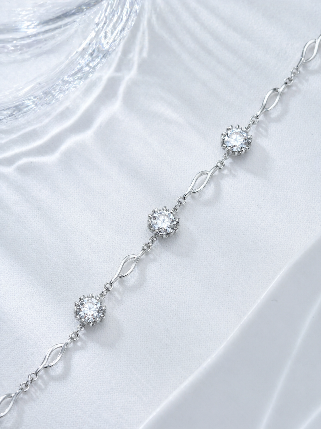 Celand S925 Silver 3x0.5CT Moissanite Bracelet