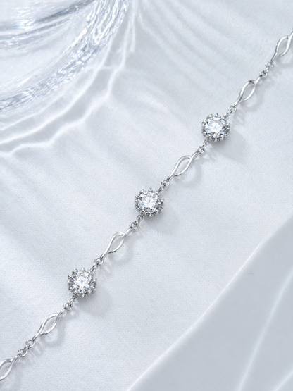Celand S925 Silver 3x0.5CT Moissanite Bracelet