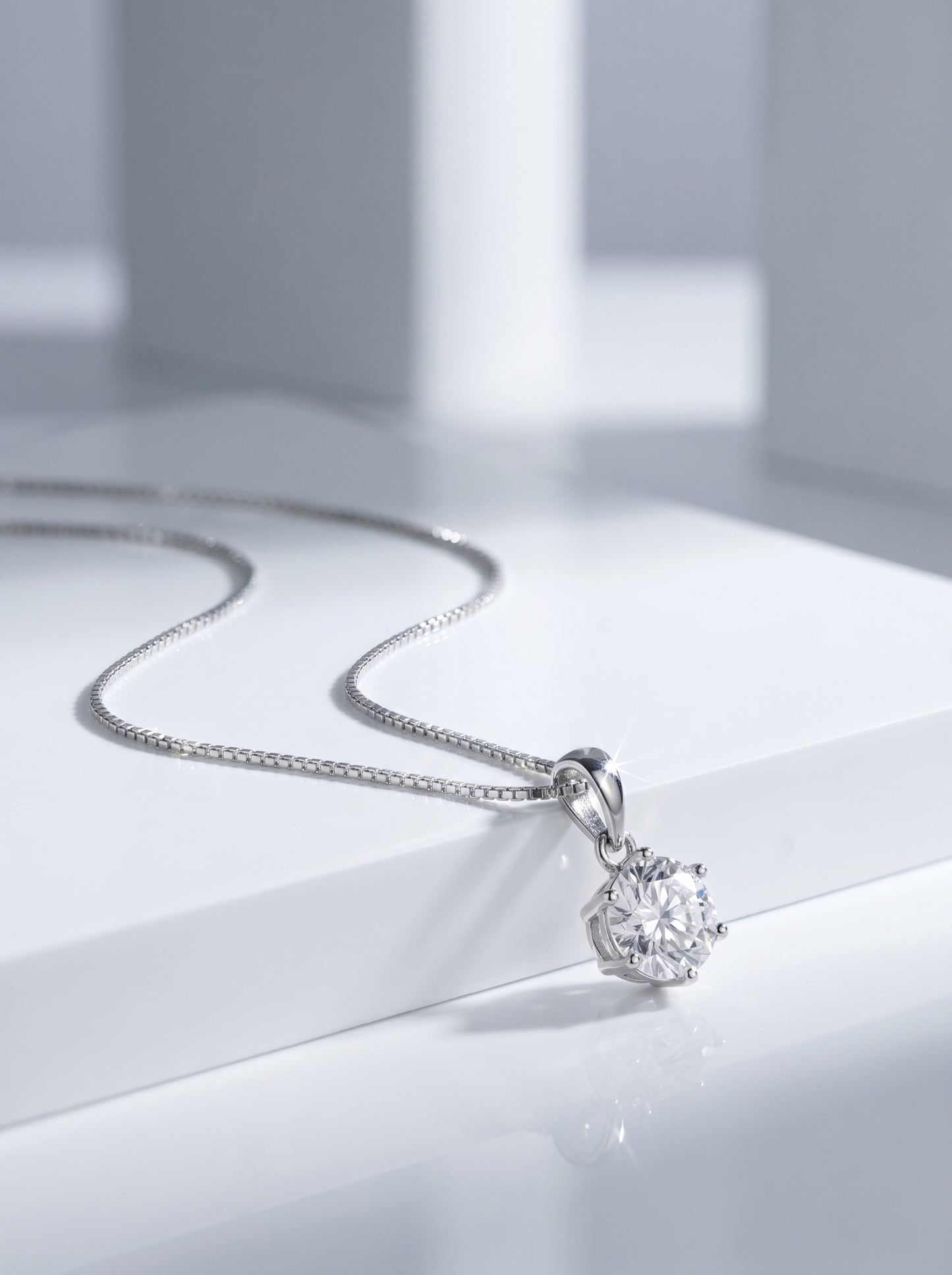 Celand 1ct Round Moissanite Solitaire Necklace