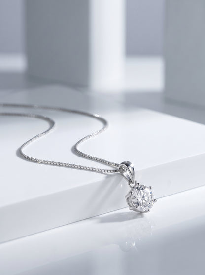 Celand 1ct Round Moissanite Solitaire Necklace