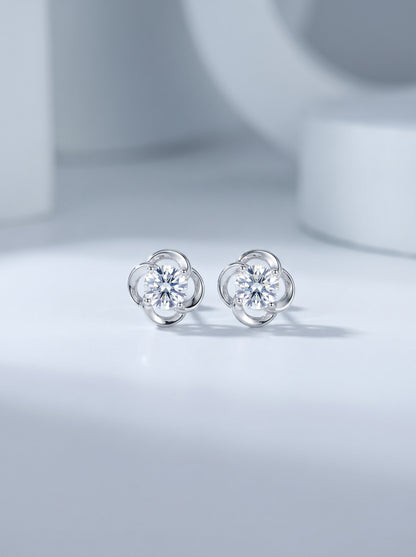 Celand 0.5ct Clover Moissanite Stud Earrings