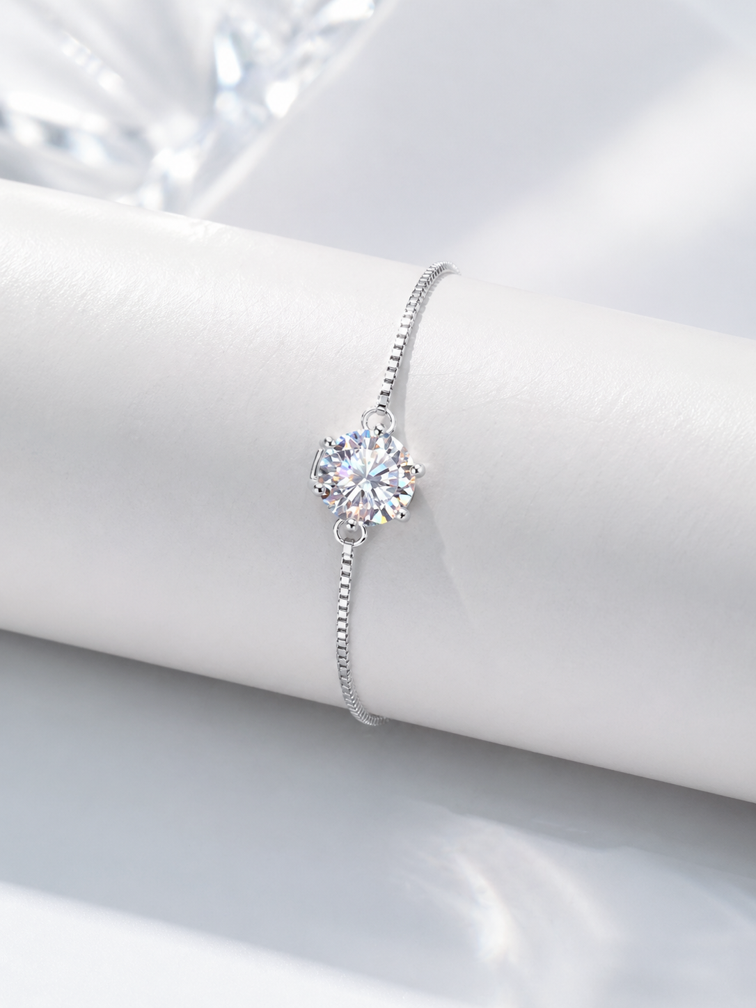 Celand 1CT Solitaire Moissanite Bracelet, S925 Silver