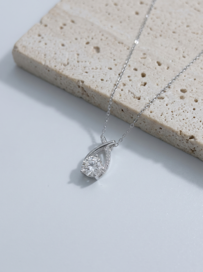 Celand 1ct Teardrop Moissanite Pendant Necklace