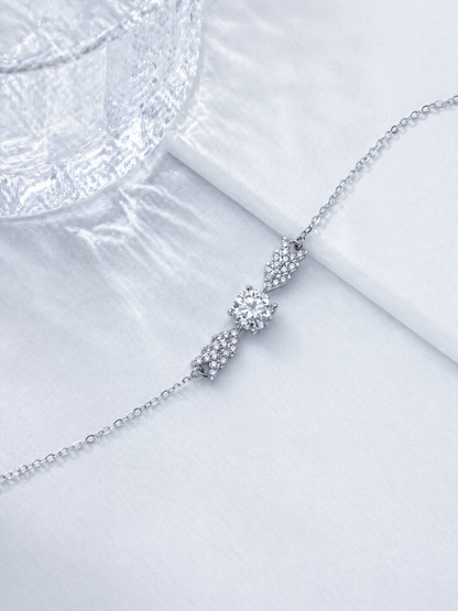 Celand 1CT Moissanite Angel Wing Bracelet, S925 Silver