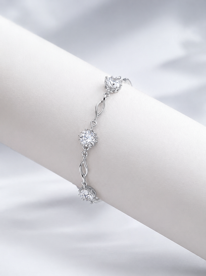 Celand S925 Silver 3x0.5CT Moissanite Bracelet