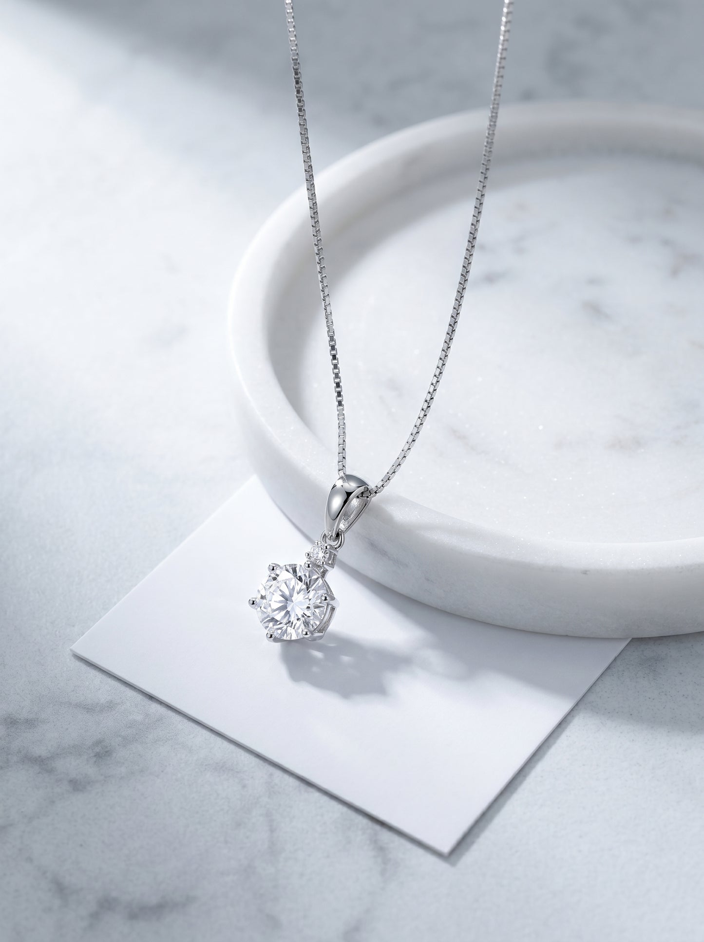Celand 1ct Round Moissanite Solitaire Necklace