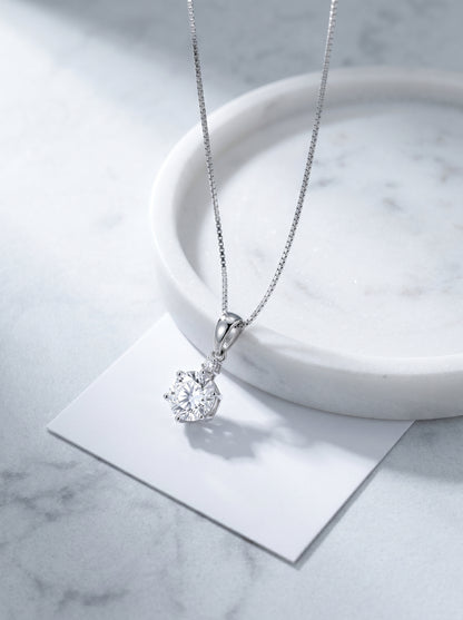 Celand 1ct Round Moissanite Solitaire Necklace