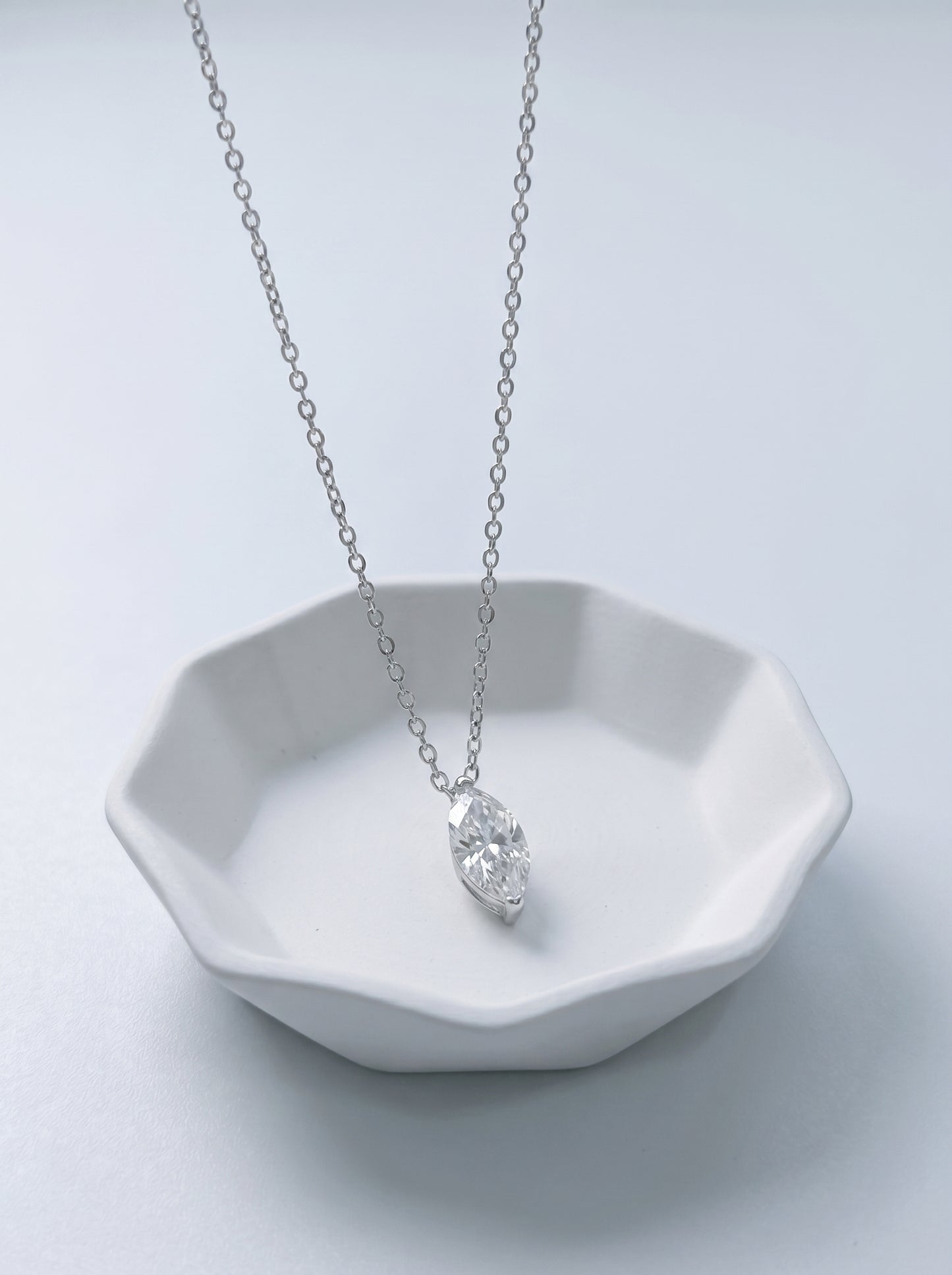 Celand 1ct Marquise Moissanite Necklace