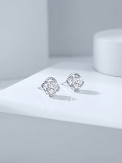 Celand 0.5ct Clover Moissanite Stud Earrings