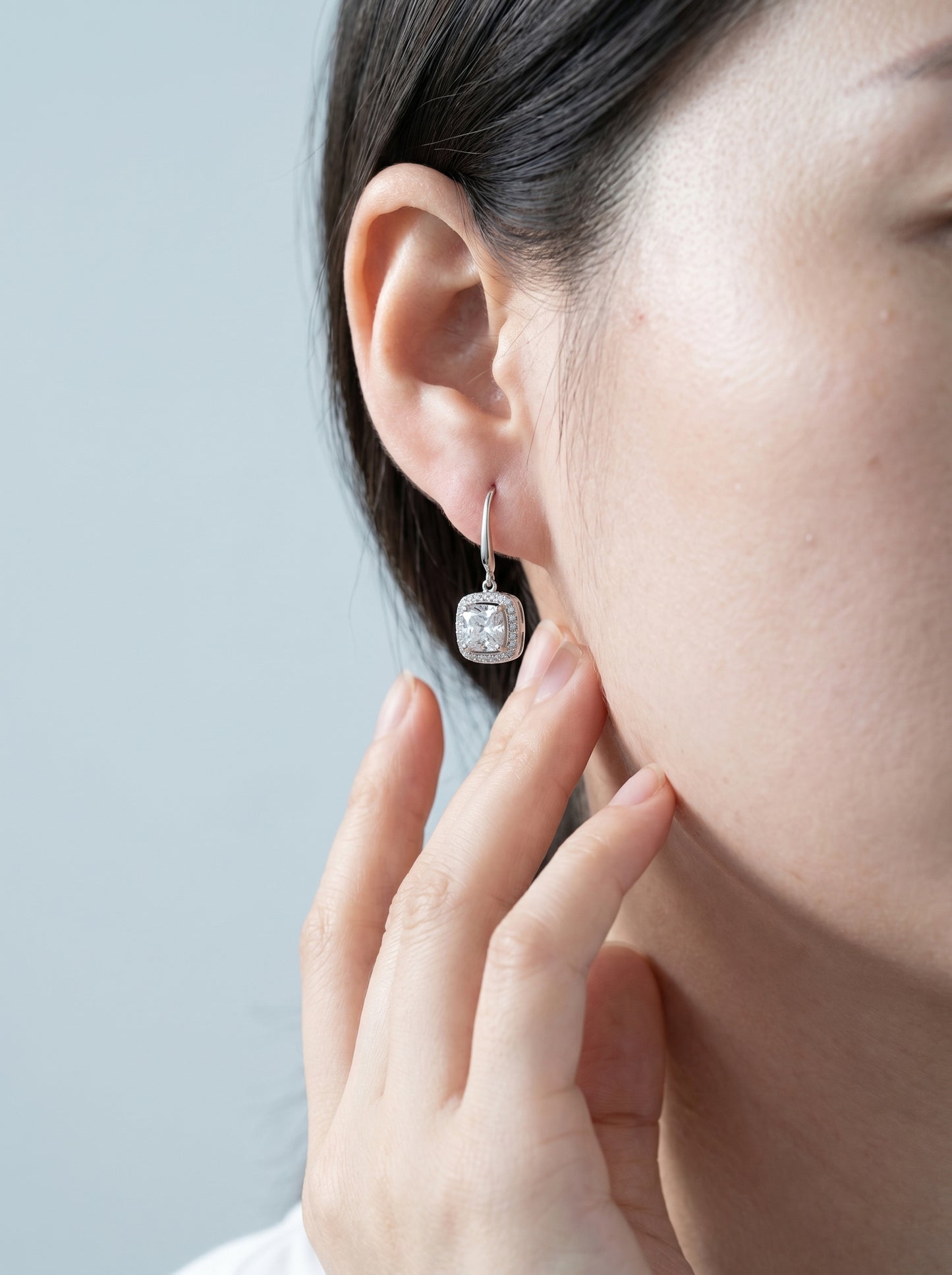 Celand 1ct Moissanite Halo Drop Earrings