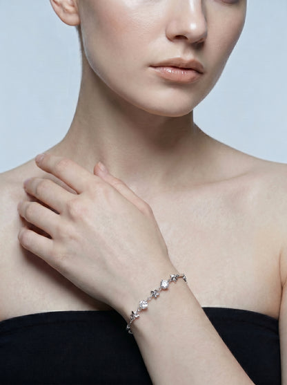 Celand 1CTW Floral Moissanite Bracelet, S925 Silver