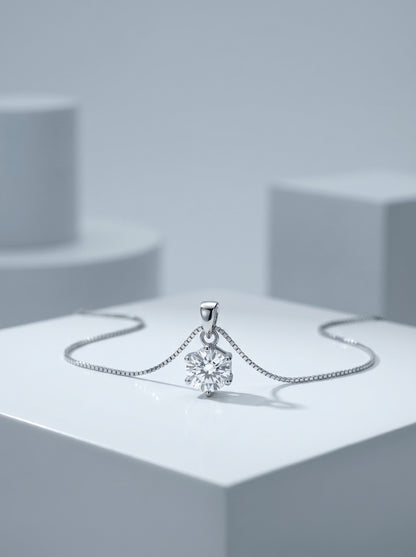 Celand 1ct Round Moissanite Solitaire Necklace